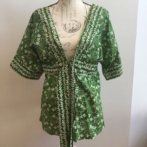 Forever floral cardigan/top tie front closure